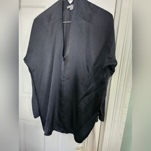 Vince Top Womens Large Black Gray Silk Blend Dolman Tunic Quiet Luxury Minimal